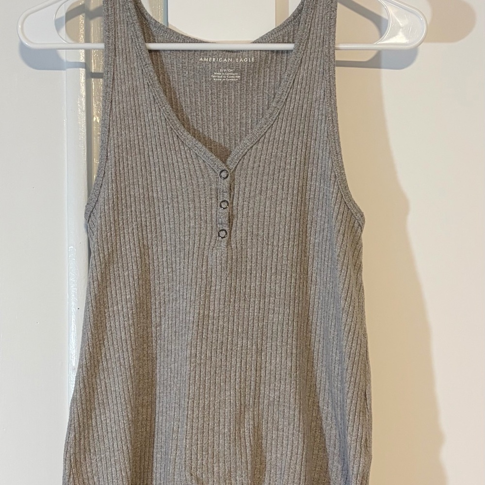 American Eagle Outfitters Gray Ribbed Tank Top
